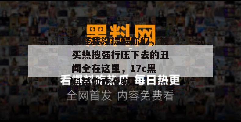 别怪我没提醒你们，被买热搜强行压下去的丑闻全在这里，17c黑料带你吃个爽！